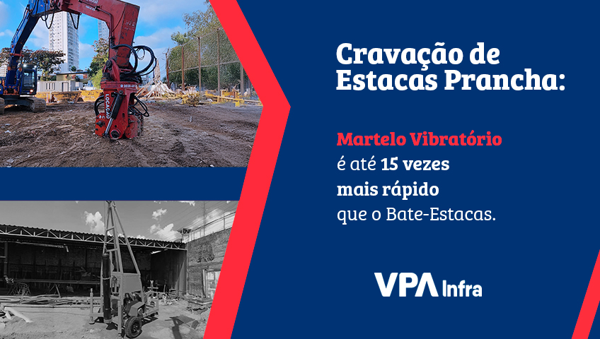 Comparativo: tempo de cravação do Martelo Vibratório X Bate Estacas